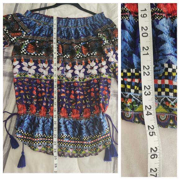 Desigual Off-the-shoulder Blouson Loose Fit Blouse, Elastic Waist, size M - Picture 6 of 11